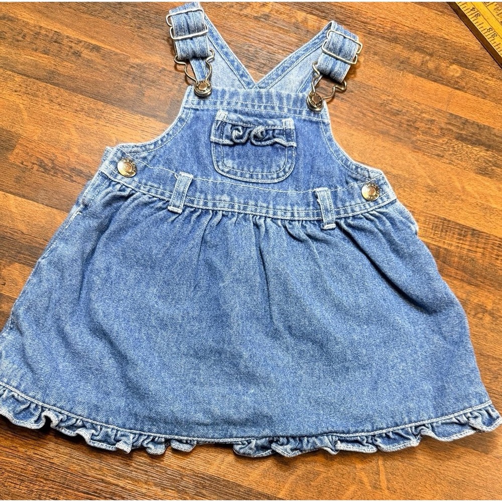 Vintage Y2K 90s Arizona denim overall dress size 0-3 months.  Ruffled bottom.